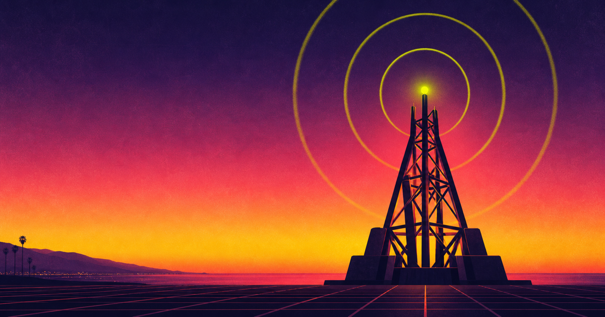 Sunset Switchboard broadcast instrument at dusk