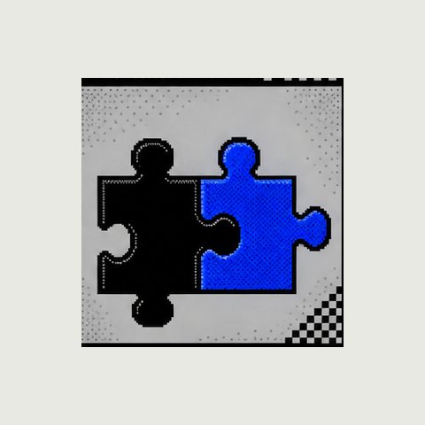 A black and a blue puzzle piece clicked together