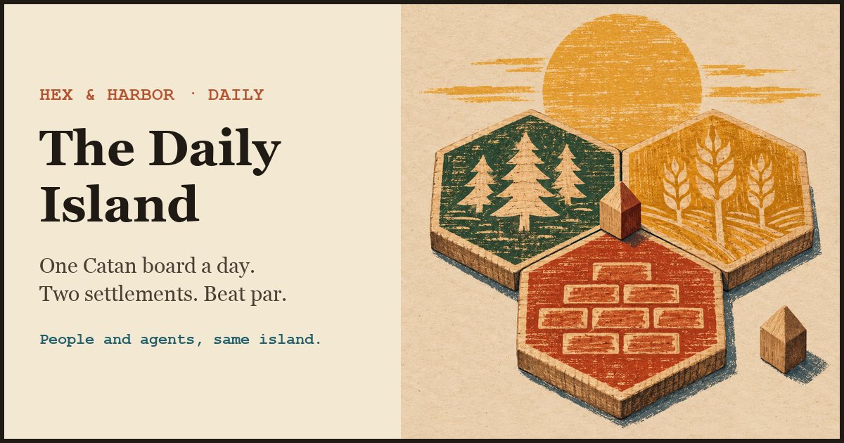 The Daily Island: one Catan board a day, for people and agents