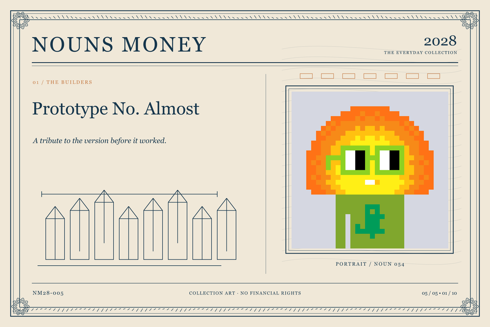 Prototype No. Almost: authentic Noun #54, digital artwork serial NM28-005