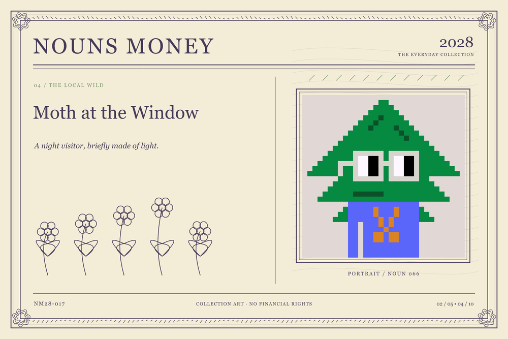 Moth at the Window: authentic Noun #66, digital artwork serial NM28-017