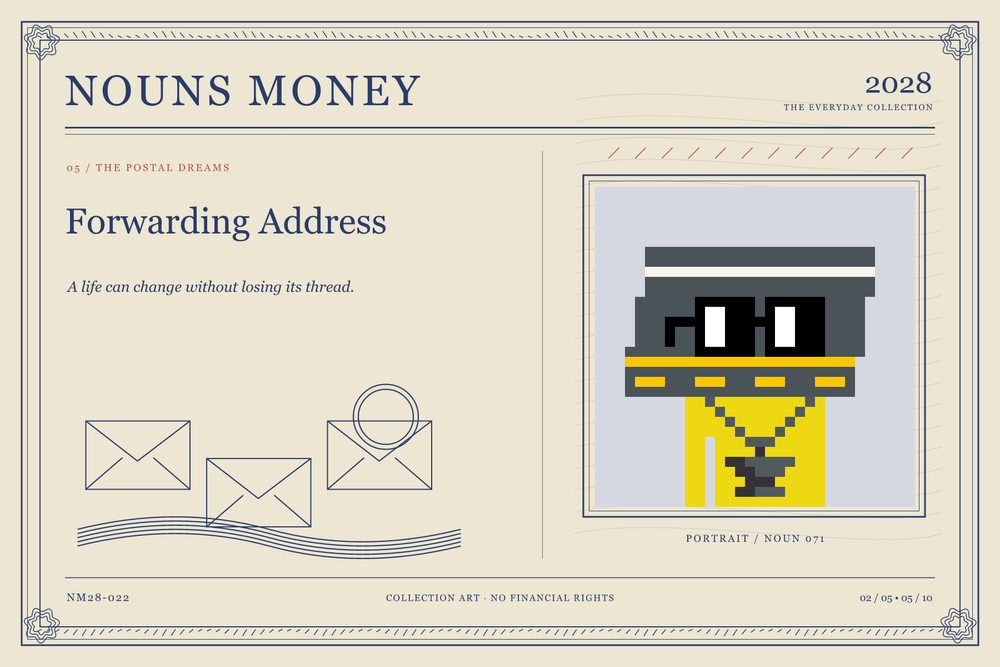 Forwarding Address: authentic Noun #71, digital artwork serial NM28-022