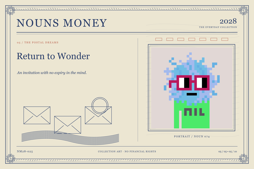 Return to Wonder: authentic Noun #74, digital artwork serial NM28-025