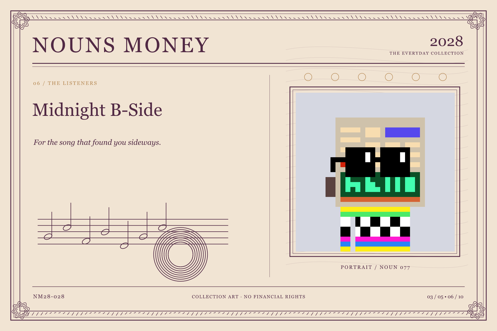 Midnight B-Side: authentic Noun #77, digital artwork serial NM28-028