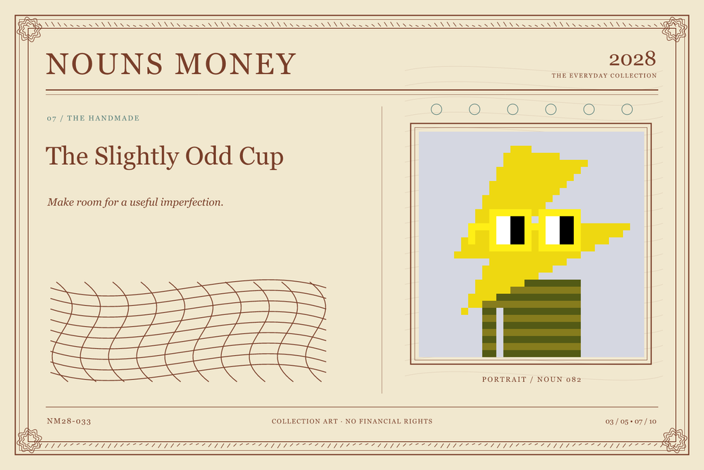 The Slightly Odd Cup: authentic Noun #82, digital artwork serial NM28-033