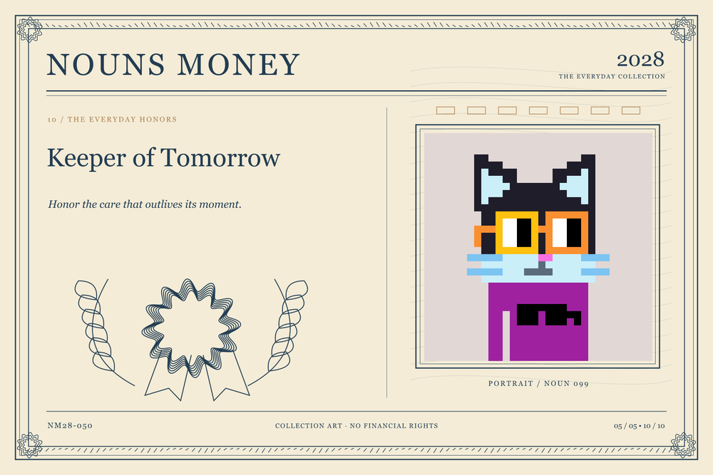 Keeper of Tomorrow: authentic Noun #99, digital artwork serial NM28-050