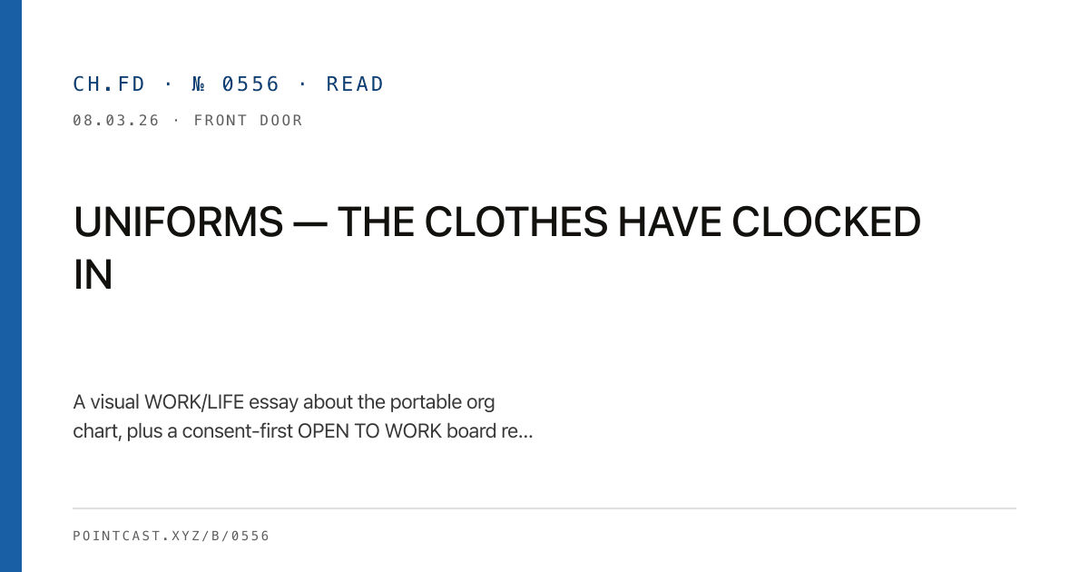 UNIFORMS — THE CLOTHES HAVE CLOCKED IN