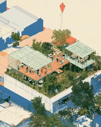 Small Roof, Big Horizon — speculative AI-generated PointCast artwork, variation 2 of 4