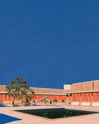 After Dark, Keep Wondering — speculative AI-generated University of El Segundo artwork, variation 1 of 4