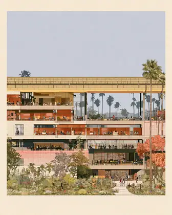 One Roof, Many Questions — speculative AI-generated University of El Segundo artwork, variation 3 of 4