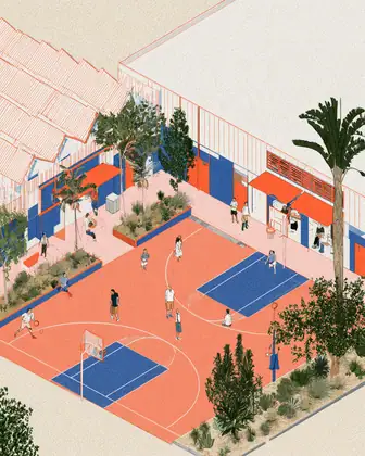 The Lunch-Break League — speculative AI-generated IndustryNext artwork, variation 1 of 4