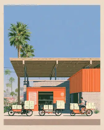 A Smaller Last Mile — speculative AI-generated IndustryNext artwork, variation 4 of 4
