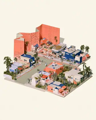 The Block Has Layers — speculative AI-generated ElSegundo.xyz artwork, variation 2 of 4