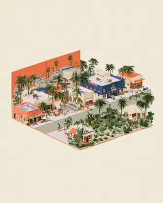 The Block Has Layers — speculative AI-generated ElSegundo.xyz artwork, variation 3 of 4