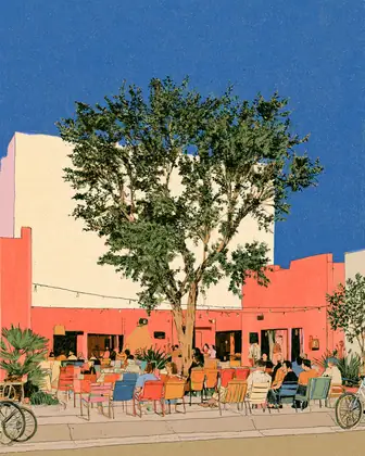 One Block, One Big Screen — speculative AI-generated ElSegundo.xyz artwork, variation 3 of 4