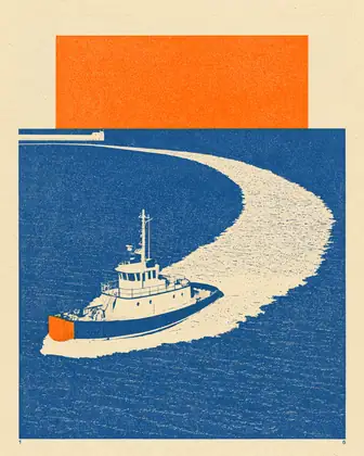 Tug at First Light — speculative AI-generated Pacific Common Futures artwork, variation 2 of 4