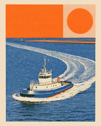 Tug at First Light — speculative AI-generated Pacific Common Futures artwork, variation 4 of 4