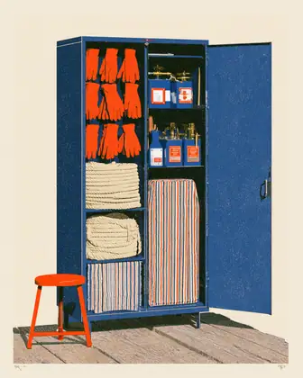 Harbor Repair Locker — speculative AI-generated Pacific Common Futures artwork, variation 1 of 4