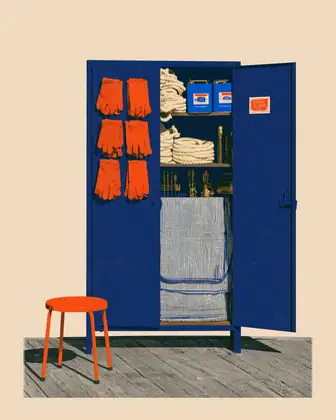 Harbor Repair Locker — speculative AI-generated Pacific Common Futures artwork, variation 2 of 4