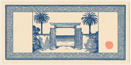 The Open Gate — speculative AI-generated Pacific Common Futures artwork, variation 2 of 4