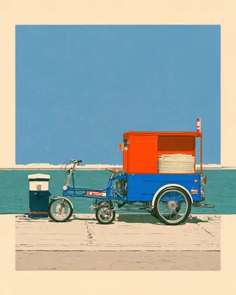 Harbor Cargo Trike — speculative AI-generated Pacific Common Futures artwork, variation 1 of 4