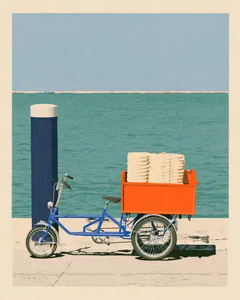 Harbor Cargo Trike — speculative AI-generated Pacific Common Futures artwork, variation 2 of 4