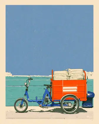 Harbor Cargo Trike — speculative AI-generated Pacific Common Futures artwork, variation 3 of 4