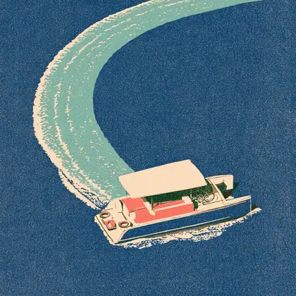 One-Bay Ferry — speculative AI-generated Pacific Common Futures artwork, variation 1 of 4