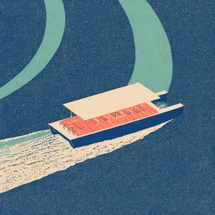 One-Bay Ferry — speculative AI-generated Pacific Common Futures artwork, variation 2 of 4