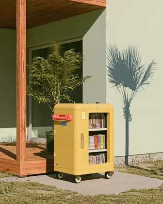Library Delivery Cart — speculative AI-generated Pacific Common Futures artwork, variation 2 of 4
