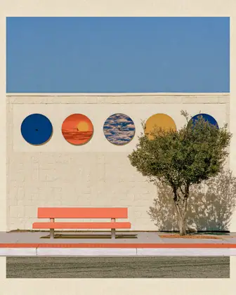 Neighborhood Forecast Wall — speculative AI-generated Pacific Common Futures artwork, variation 2 of 4