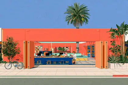 Main Street Morning Desk — speculative AI-generated PointCast artwork, variation 1 of 4