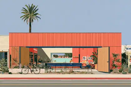 Main Street Morning Desk — speculative AI-generated PointCast artwork, variation 2 of 4