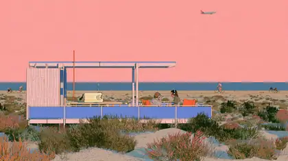Dune Edge Listening Porch — speculative AI-generated PointCast artwork, variation 1 of 4