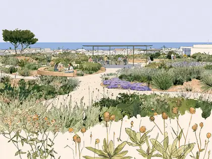 Coastal Garden Classroom — speculative AI-generated University of El Segundo artwork, variation 2 of 4