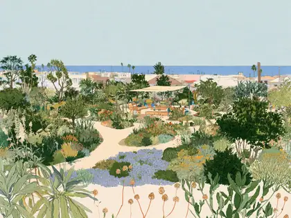 Coastal Garden Classroom — speculative AI-generated University of El Segundo artwork, variation 3 of 4
