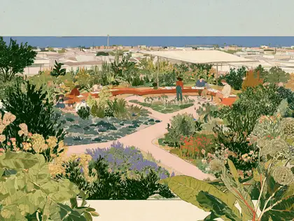 Coastal Garden Classroom — speculative AI-generated University of El Segundo artwork, variation 4 of 4