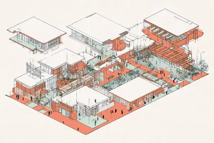 One Block of Learning — speculative AI-generated University of El Segundo artwork, variation 1 of 4