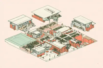 One Block of Learning — speculative AI-generated University of El Segundo artwork, variation 4 of 4