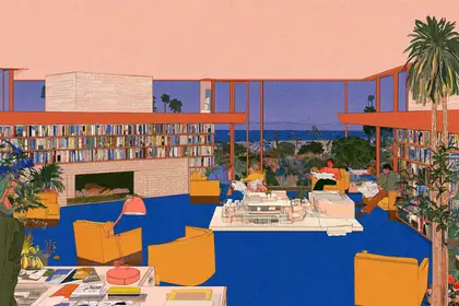Evening Reading Room — speculative AI-generated University of El Segundo artwork, variation 1 of 4