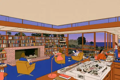 Evening Reading Room — speculative AI-generated University of El Segundo artwork, variation 3 of 4
