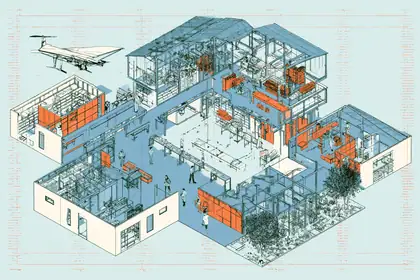 The Workshop Loop — speculative AI-generated IndustryNext artwork, variation 1 of 4