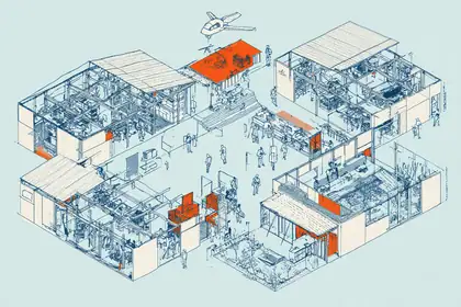 The Workshop Loop — speculative AI-generated IndustryNext artwork, variation 2 of 4