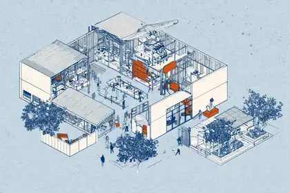 The Workshop Loop — speculative AI-generated IndustryNext artwork, variation 4 of 4