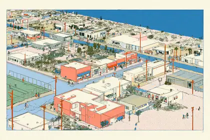 A Walkable Local World — speculative AI-generated ElSegundo.xyz artwork, variation 1 of 4
