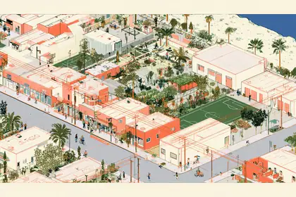 A Walkable Local World — speculative AI-generated ElSegundo.xyz artwork, variation 3 of 4