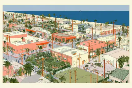 A Walkable Local World — speculative AI-generated ElSegundo.xyz artwork, variation 4 of 4