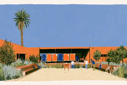 Lawn Games After the Print Run — speculative AI-generated Nouns Money artwork, variation 3 of 4