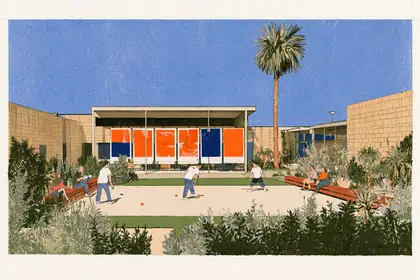 Lawn Games After the Print Run — speculative AI-generated Nouns Money artwork, variation 4 of 4