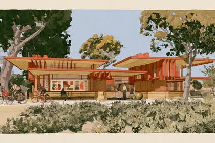 The Commons Art Pavilion — speculative AI-generated Nouns Money artwork, variation 2 of 4